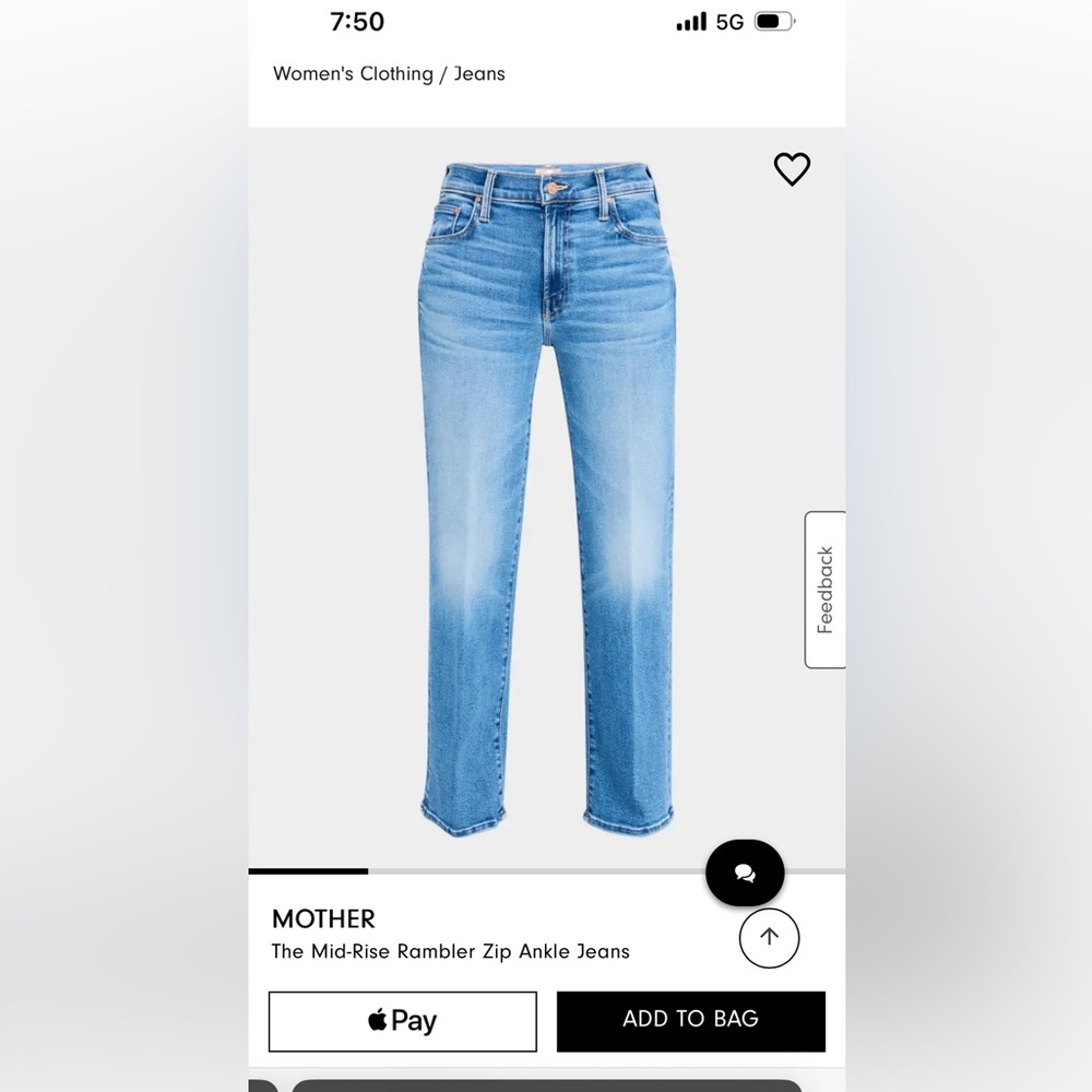 Mother Denim Jeans mid rise rambler